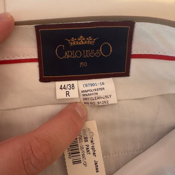 NWOT Carlo Lusso Men’s Unhemmed Dress Pants Size 38R Tan Professional Office - Picture 3 of 7